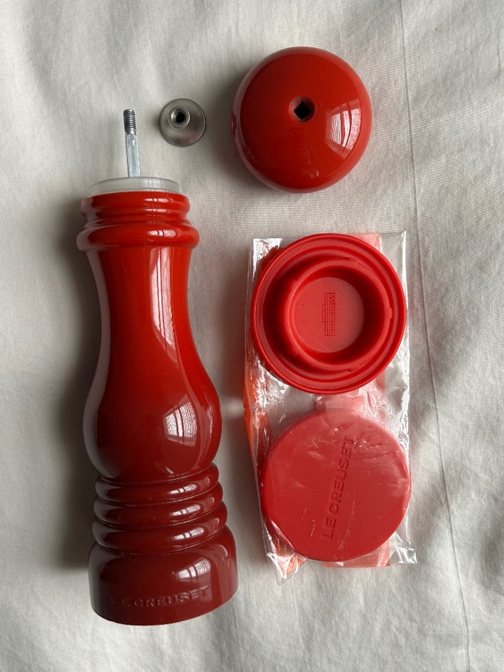Le Creuset Classic Pepper Mill in Cerise with End Caps
